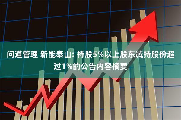 问道管理 新能泰山: 持股5%以上股东减持股份超过1%的公告内容摘要